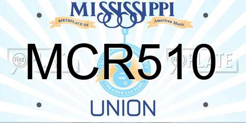 MCR510 Mississippi License Plate