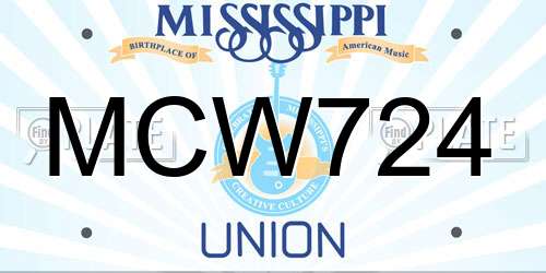MCW724 Mississippi License Plate