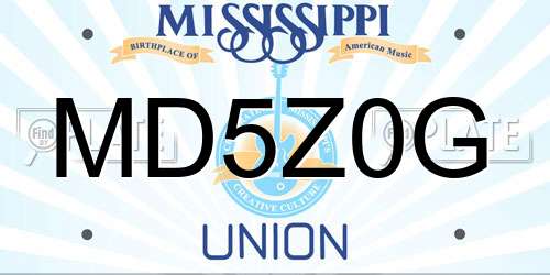 MD5Z0G Mississippi License Plate