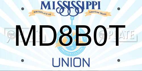 MD8B0T Mississippi License Plate
