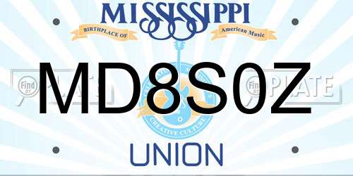 MD8S0Z Mississippi License Plate