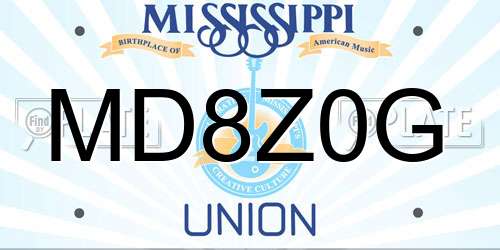 MD8Z0G Mississippi License Plate