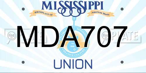 MDA707 Mississippi License Plate