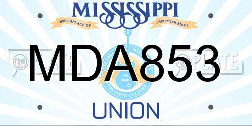 MDA853 Mississippi License Plate