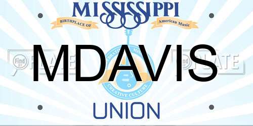 MDAVIS Mississippi License Plate