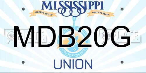 MDB20G Mississippi License Plate