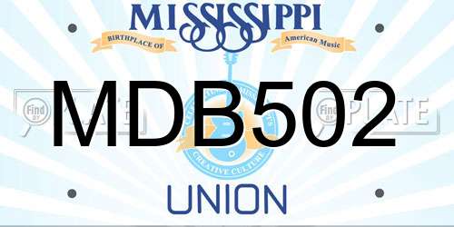 MDB502 Mississippi License Plate