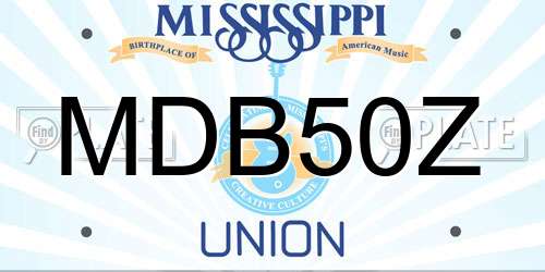 MDB50Z Mississippi License Plate