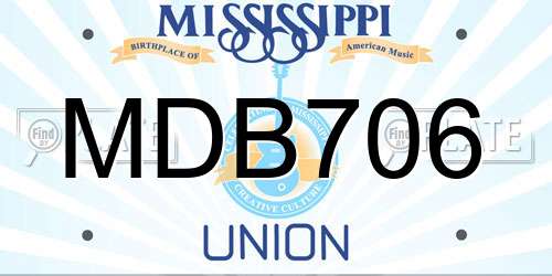 MDB706 Mississippi License Plate