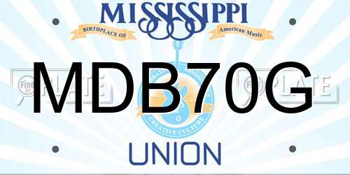 MDB70G Mississippi License Plate