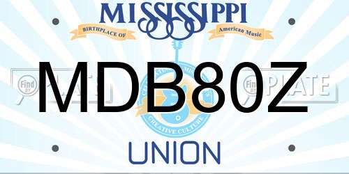 MDB80Z Mississippi License Plate