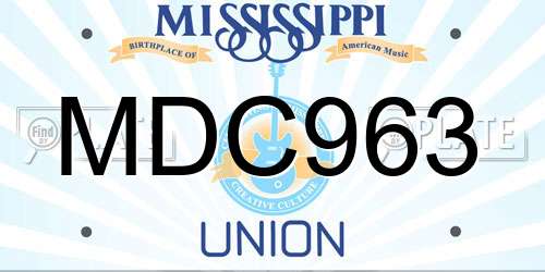 MDC963 Mississippi License Plate