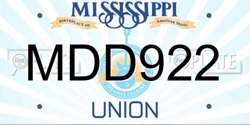 MDD922 Mississippi License Plate