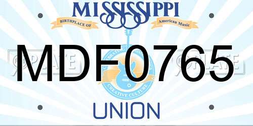MDF0765 Mississippi License Plate