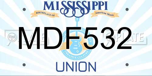 MDF532 Mississippi License Plate
