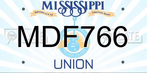 MDF766 Mississippi License Plate