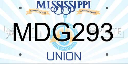 MDG293 Mississippi License Plate