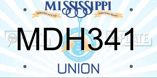 MDH341 Mississippi License Plate