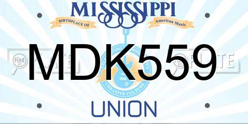 MDK559 Mississippi License Plate