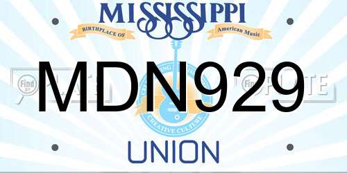 MDN929 Mississippi License Plate