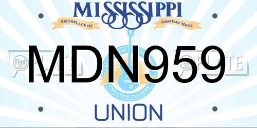MDN959 Mississippi License Plate