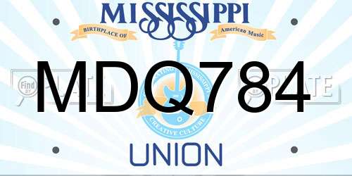 MDQ784 Mississippi License Plate