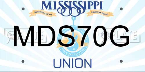 MDS70G Mississippi License Plate