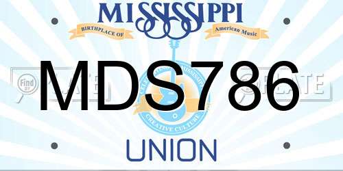 MDS786 Mississippi License Plate