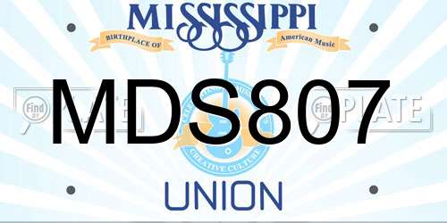 MDS807 Mississippi License Plate
