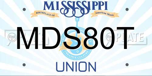 MDS80T Mississippi License Plate