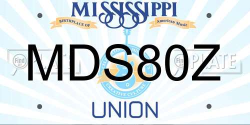 MDS80Z Mississippi License Plate