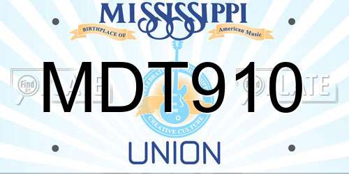MDT910 Mississippi License Plate