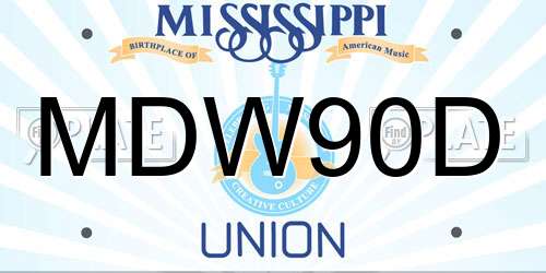 MDW90D Mississippi License Plate