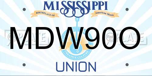 MDW90O Mississippi License Plate