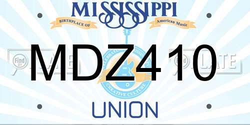 MDZ410 Mississippi License Plate