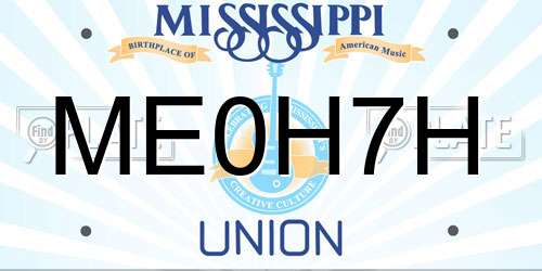 ME0H7H Mississippi License Plate