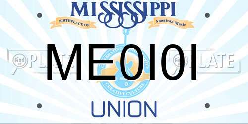 ME0I0I Mississippi License Plate