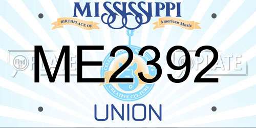 ME2392 Mississippi License Plate
