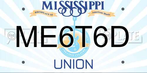 ME6T6D Mississippi License Plate