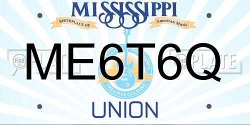 ME6T6Q Mississippi License Plate