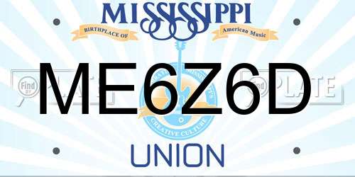ME6Z6D Mississippi License Plate