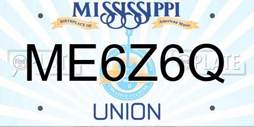 ME6Z6Q Mississippi License Plate