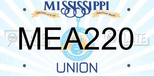 MEA220 Mississippi License Plate