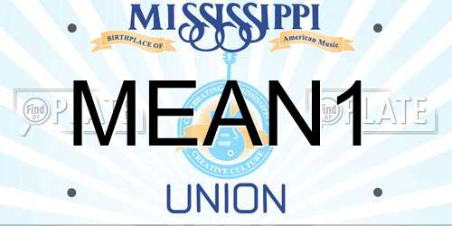MEAN1 Mississippi License Plate