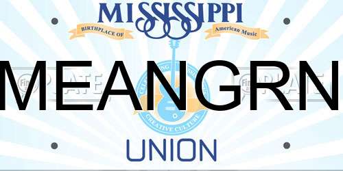 MEANGRN Mississippi License Plate