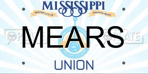 MEARS Mississippi License Plate