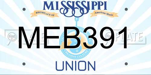 MEB391 Mississippi License Plate