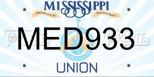 MED933 Mississippi License Plate