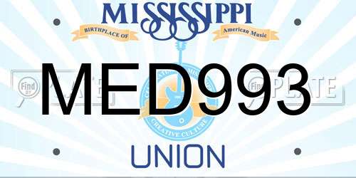 MED993 Mississippi License Plate