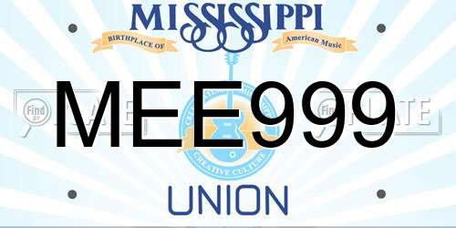 MEE999 Mississippi License Plate